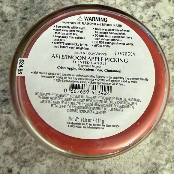 Bath & Body Works Afternoon Apple Picking Candle - NWT - Never Used - Brand New - Picture 2 of 3